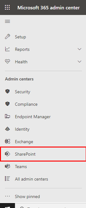 Creating site from Microsoft Admin Center